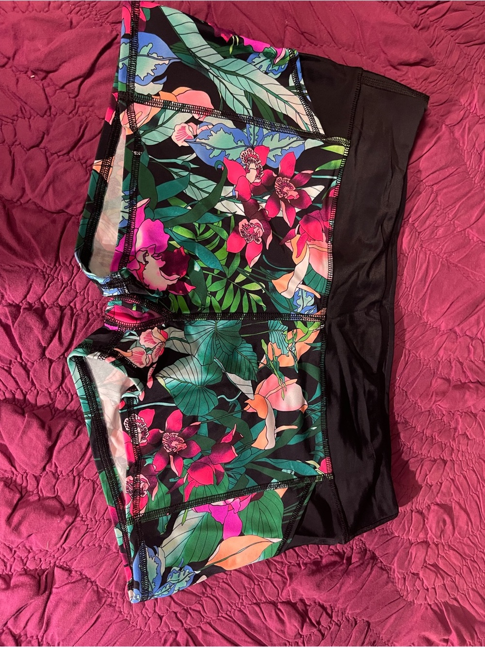 Floral Swim Shorts with Black Waistband